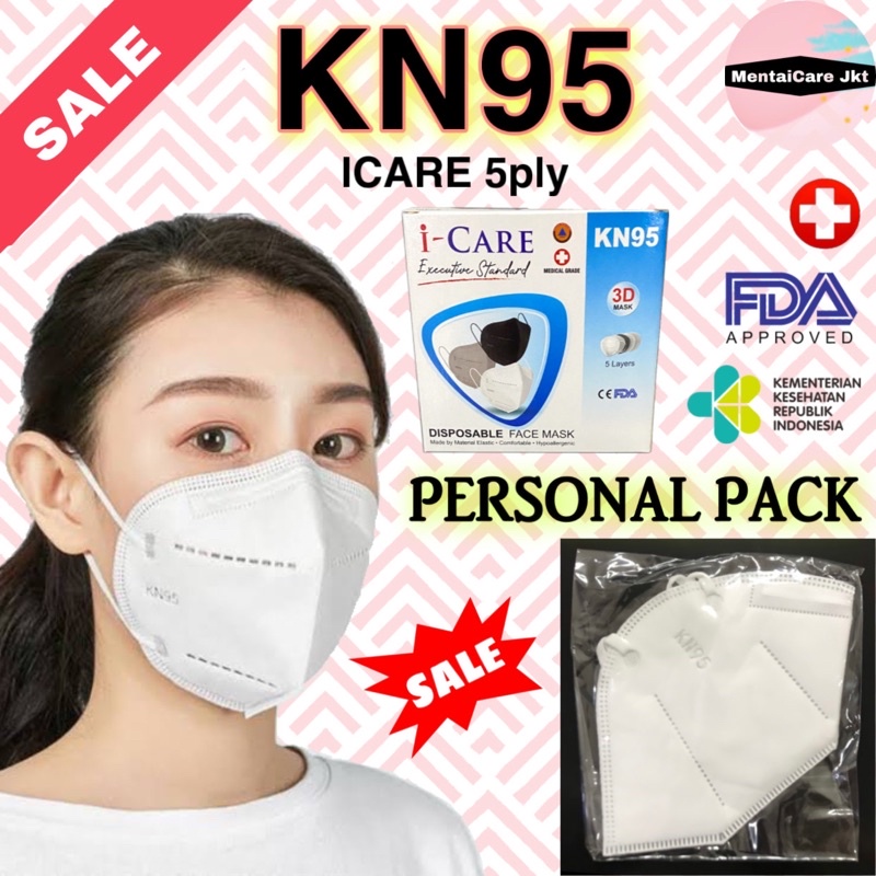 KN95 Anti Virus Icare 5 ply Personal Pack Polos Kn 95 Earloop Medis Kemenkes BNPB
