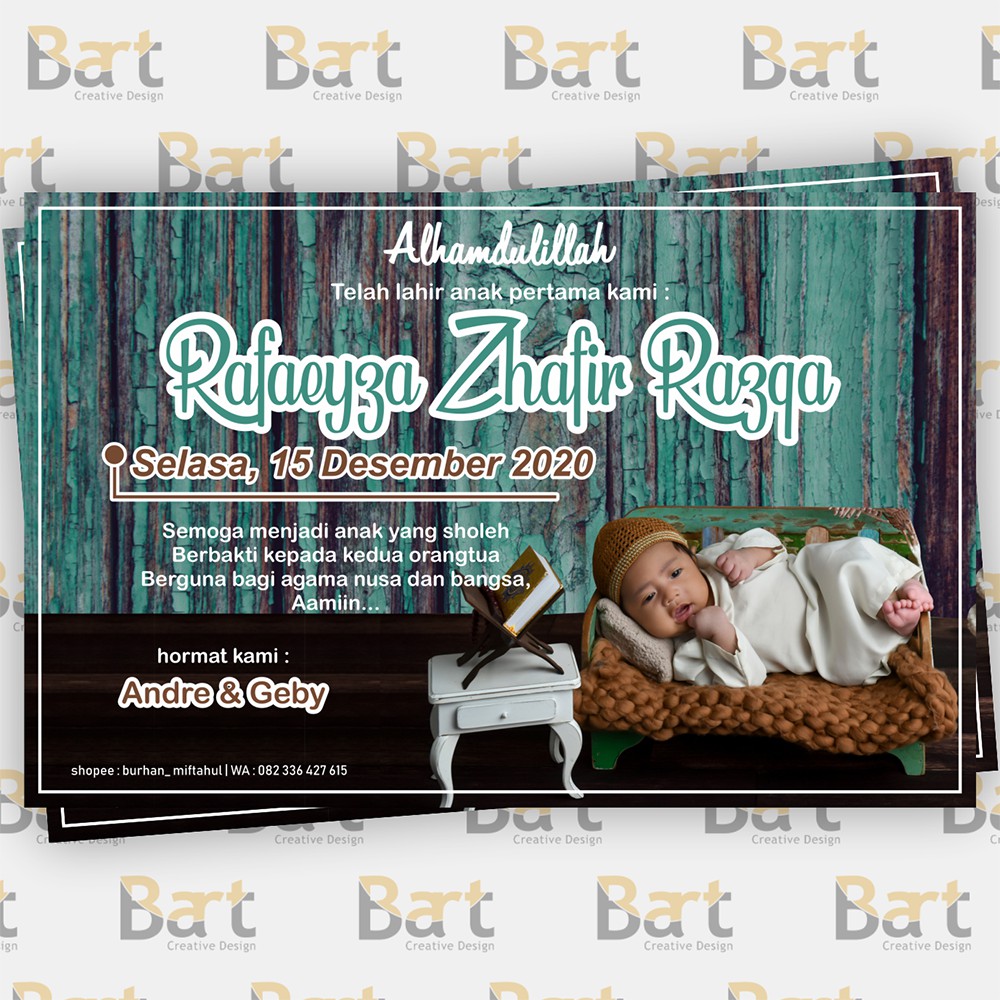 Undangan Aqiqah / Tasyakuran / Kartu Nasi Bayi Harga Murah 500 Rupiah