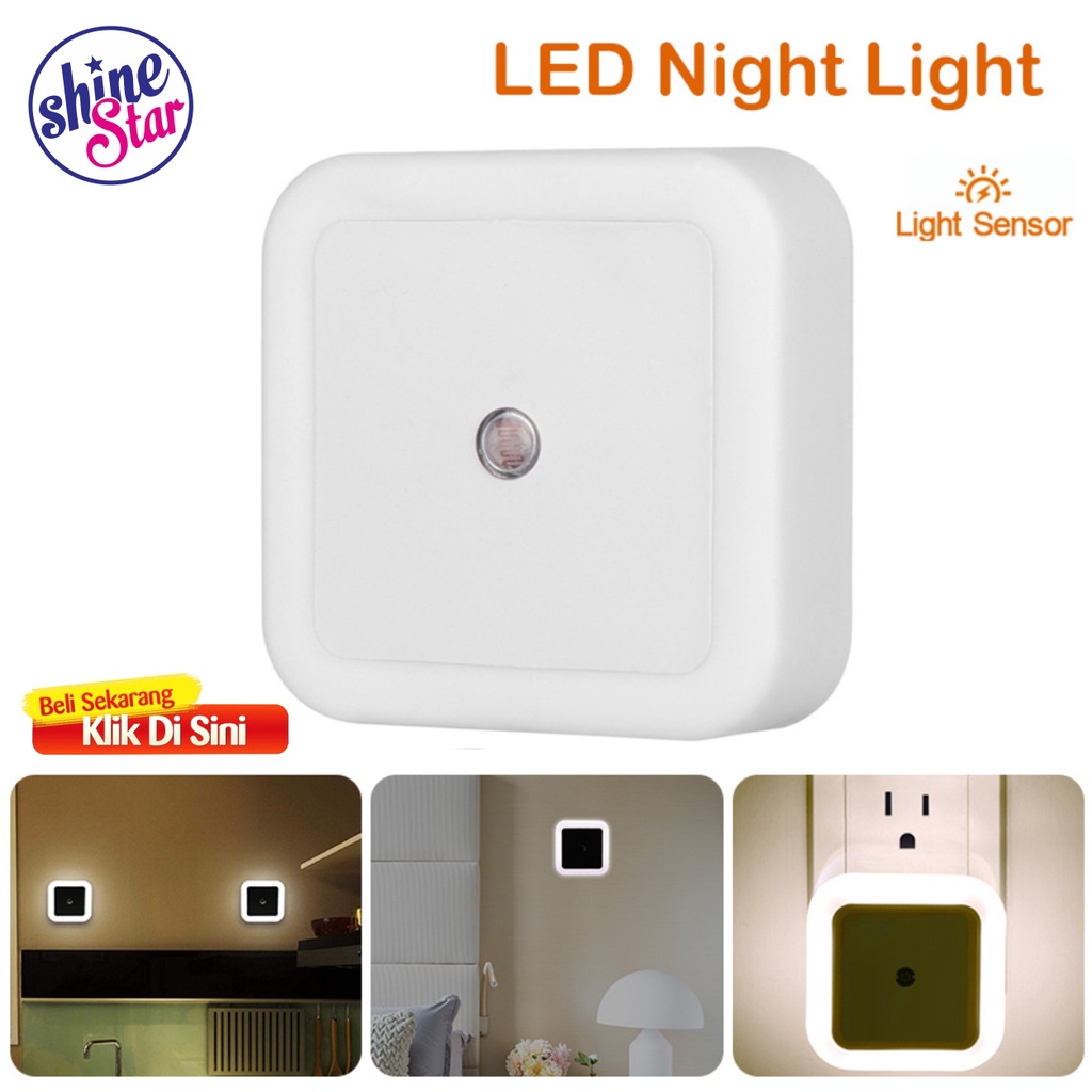 SHINE STAR - Lampu Tidur Otomatis Malam LED Kontrol Sensor Pintar Cahaya Kamar Gelap Hemat Energi Kotak - Random