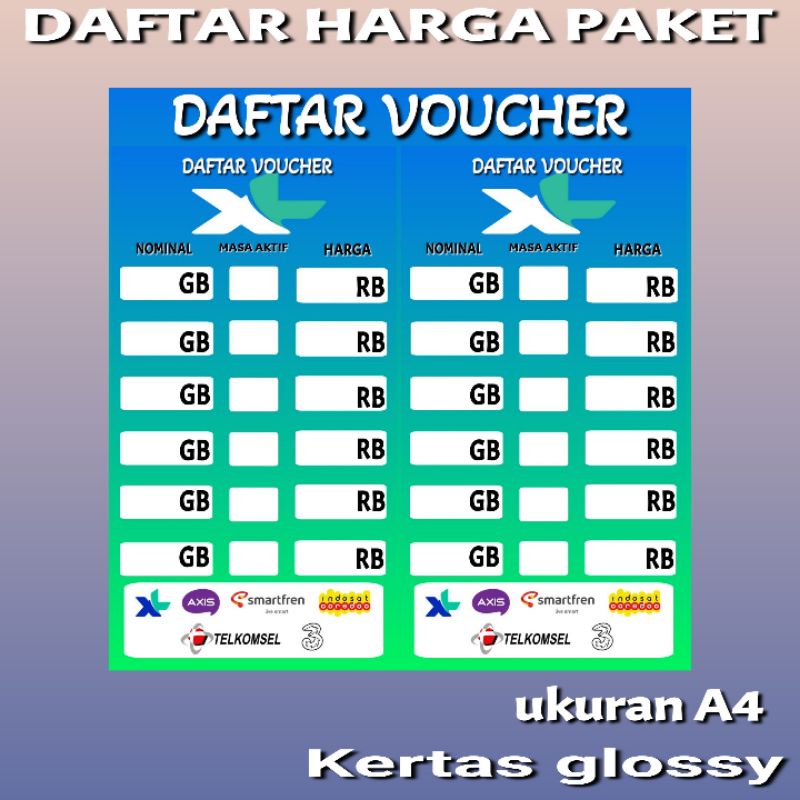 

DAFTAR HARGA PAKET DATA KONTER DAN PHONCEL M2