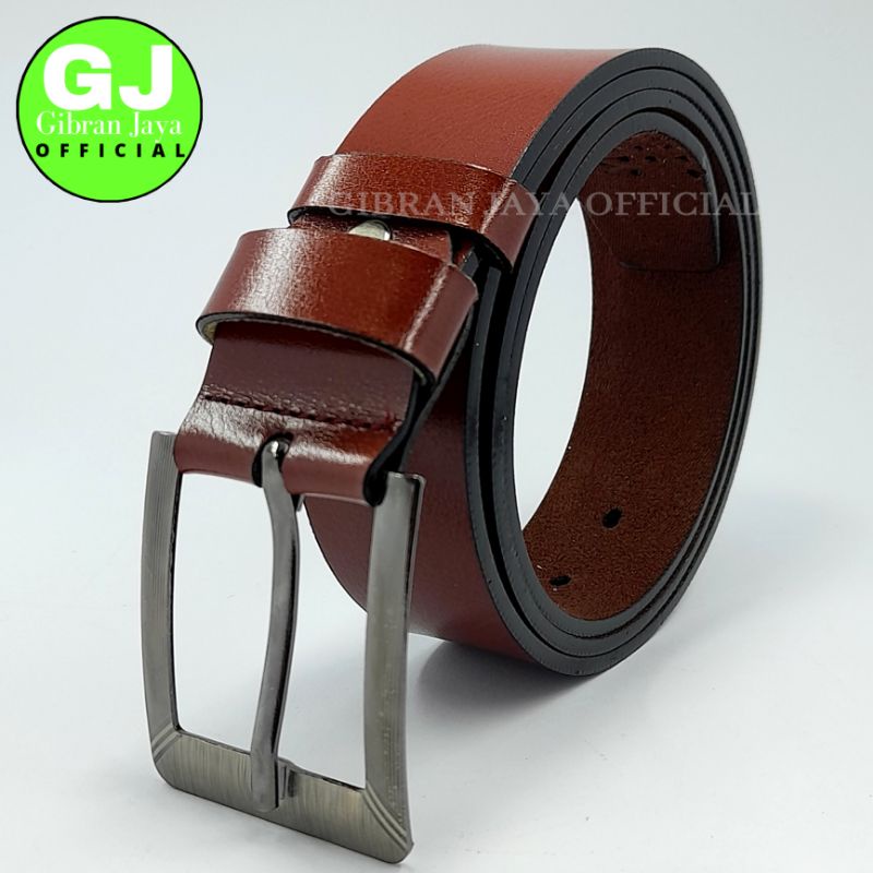 Gesper Ikat Pinggang Kulit Sintetis Pria dan Wanita  Hitam Formal Ring POLOS dan Ring MERK