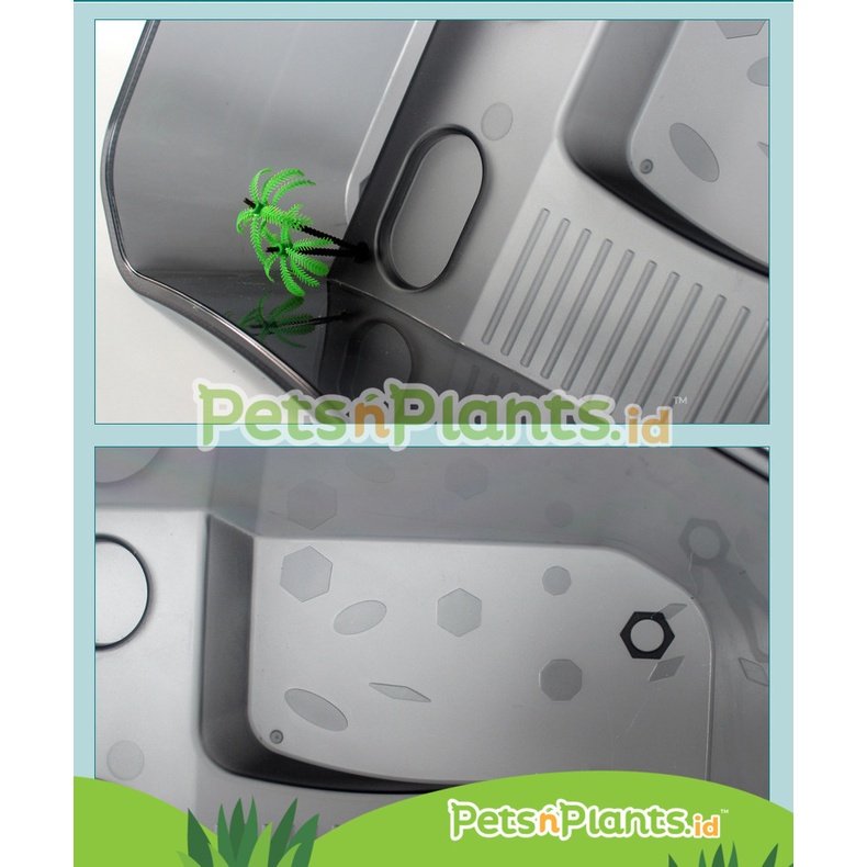 Akuarium Kandang Tempat Kura Kura Air - Turtle Tank Plastik PP Import - (S) = 25 x 17 x 11 cm