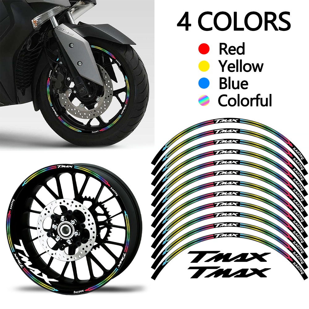 YAMAHA Reflektif Sepeda Motor Roda Stiker Skuter Hub Stripe Stiker untuk TMAX T-MAX 500 TMAX560 TMAX530