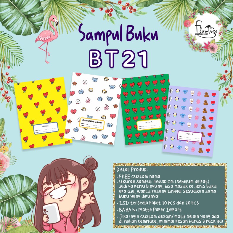 

SAMPUL BUKU SEKOLAH BT21 BTS K-POP FREE CUSTOM NAMA