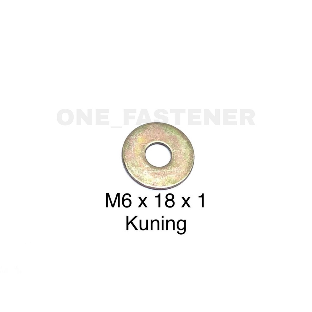 100 pcs Ring Plat M6 Lebar Tipis Kuning M6x18 6mm 6mili Washer Plat WPK