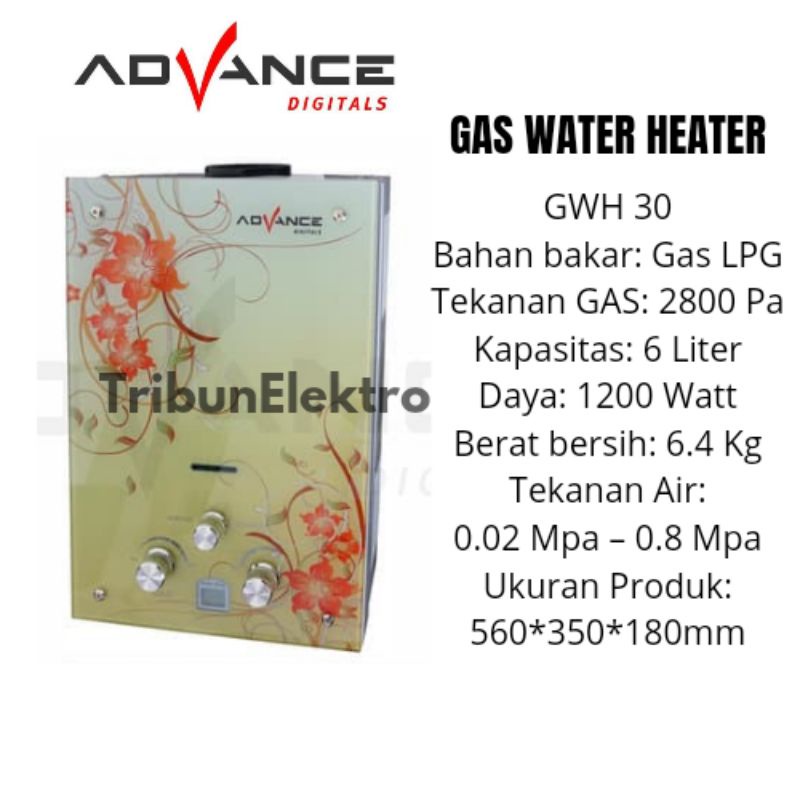 Water Heater Pemanas Air Gas Advance GWH 30