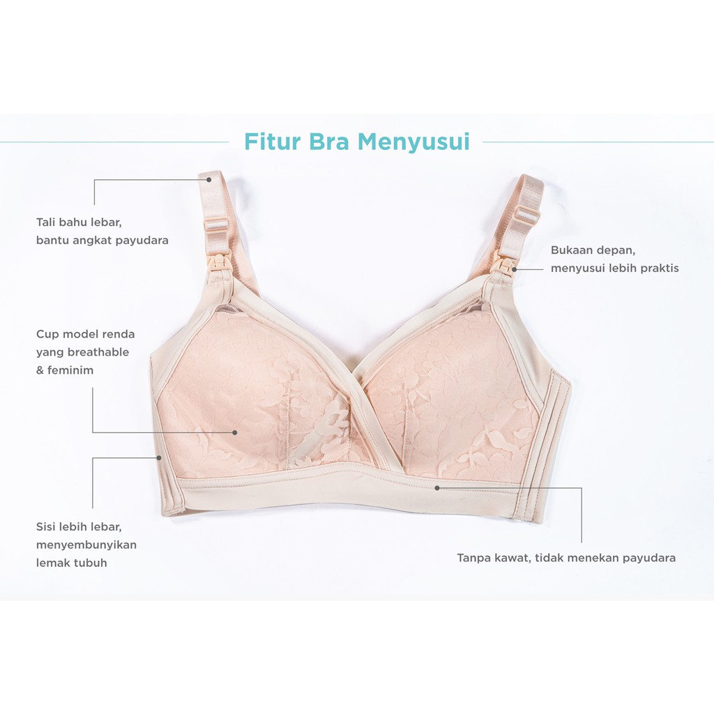 [PROMO] Mooimom Pink Floral Wireless Maternity &amp; Nursing Bra Ibu Hamil &amp; Menyusui B03102D