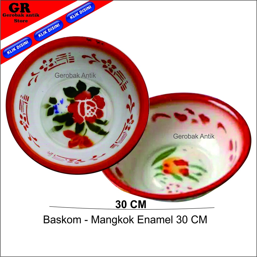 3PCS MANGKOK ENAMEL/SENG 30CM - WASKOM - BASKOM - MANGKOKK JUMBO - MANGKOK SAYUR - MANGKOK SAJI