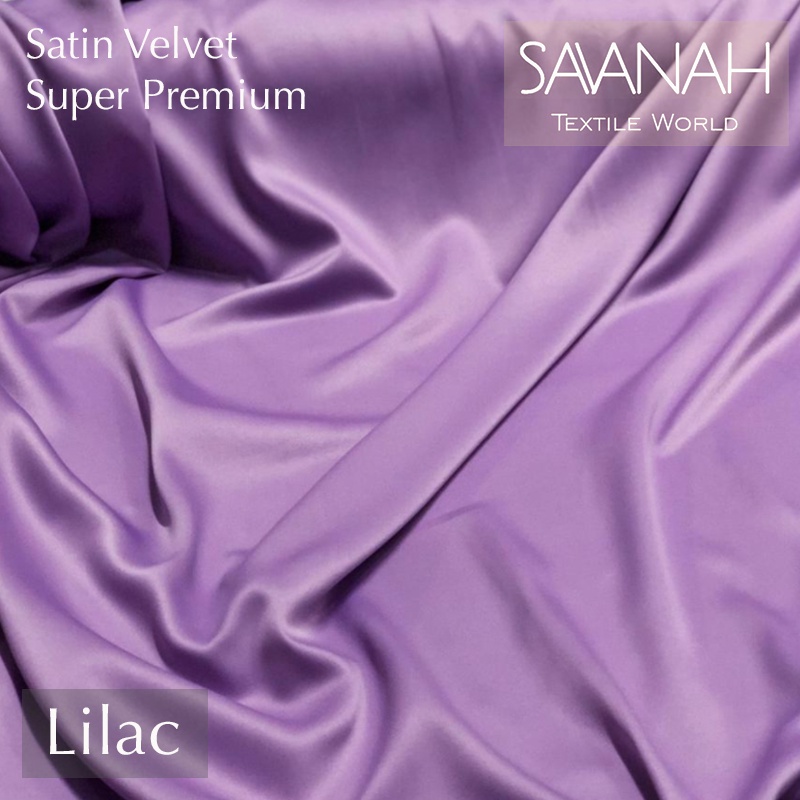 1 meter Kain Satin Velvet SUPER PREMIUM / Sateen Velvet Premium Dress hijab Gamis PASTEL-Lilac