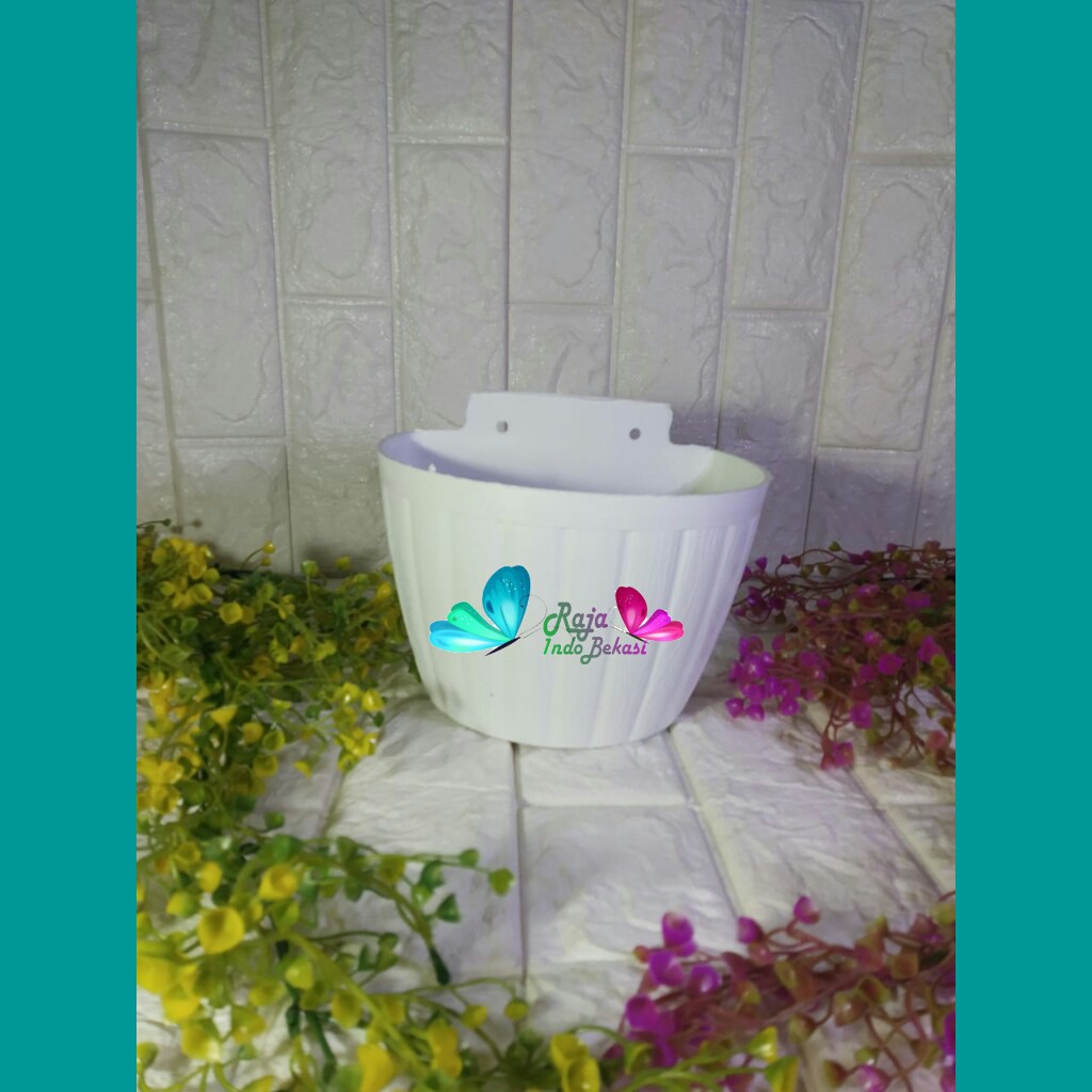 POT DINDING 25 PUTIH ROUMAH POT GENTONG/POT DINDING TEMPEL GENTONG 18cm/POT ANGGREK MURAH
