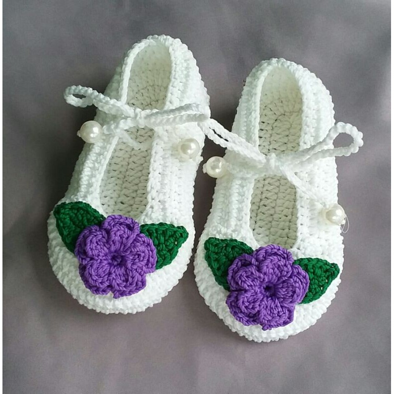 sepatu bayi cewek rajut bunga cantik handmade lucu terbaru murah langsung pengrajin tangan pertama