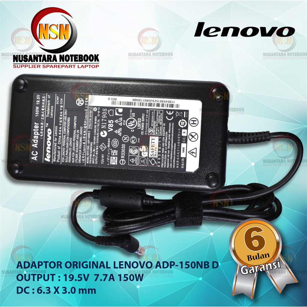 Adaptor Original Lenovo ADP-150NB D 19.5V 7.7A 150W DC 6.3 x 3.0 mm