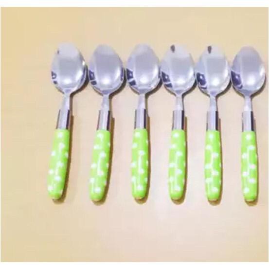 Sendok Set Polkadot Stainless Steel Spoon 6 pcs Alat Makan Kitchen Tools Travel Portable Dining New