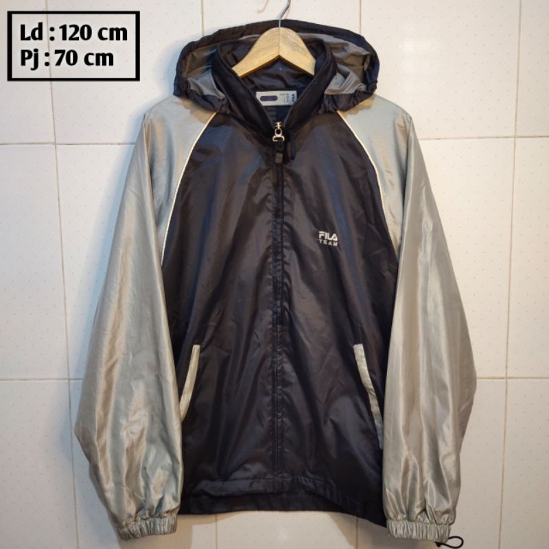 FILA preloved branded jaket pria wanita cewek cowok thrift pl bekas second jacket parasut outdoor gu