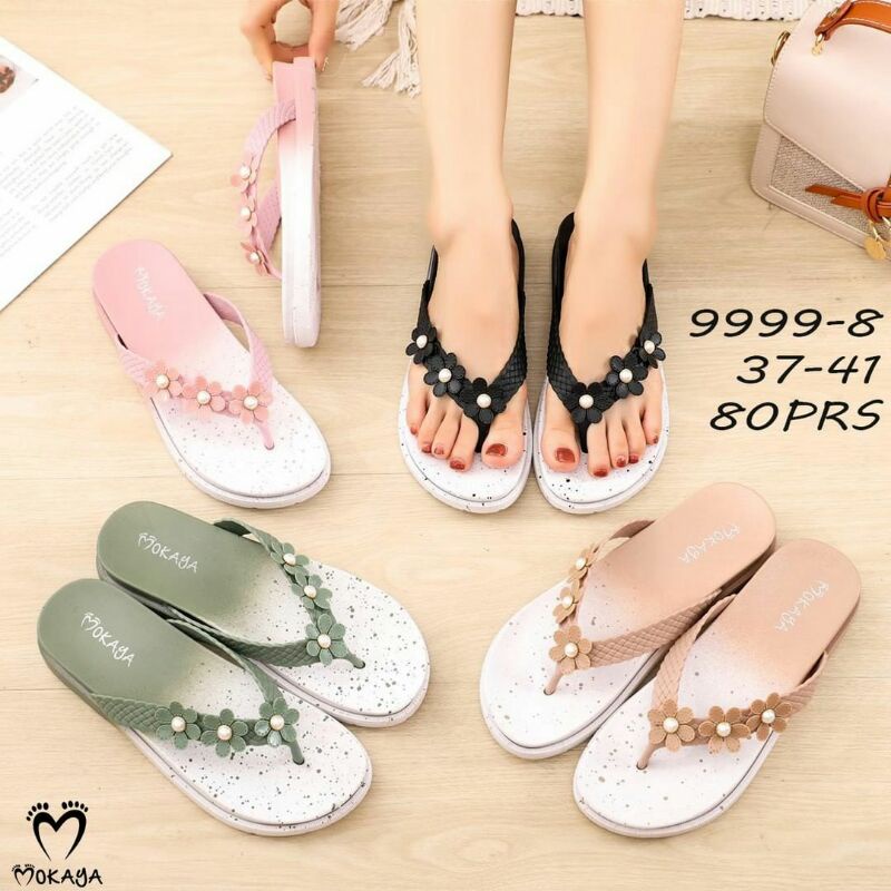 SANDAL JEPIT WANITA IMPORT BUNGA 3 KARET MOKAYA