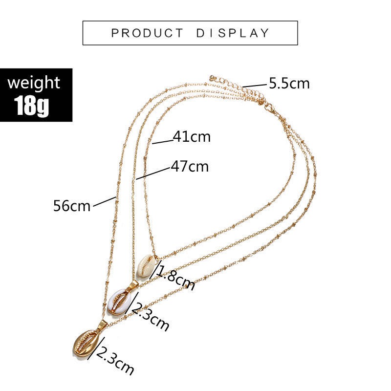 Kalung Rantai Multi Layer Liontin Kerang / Tanduk Kerang Bahan Alloy untuk Wanita / Mode Retro Emas