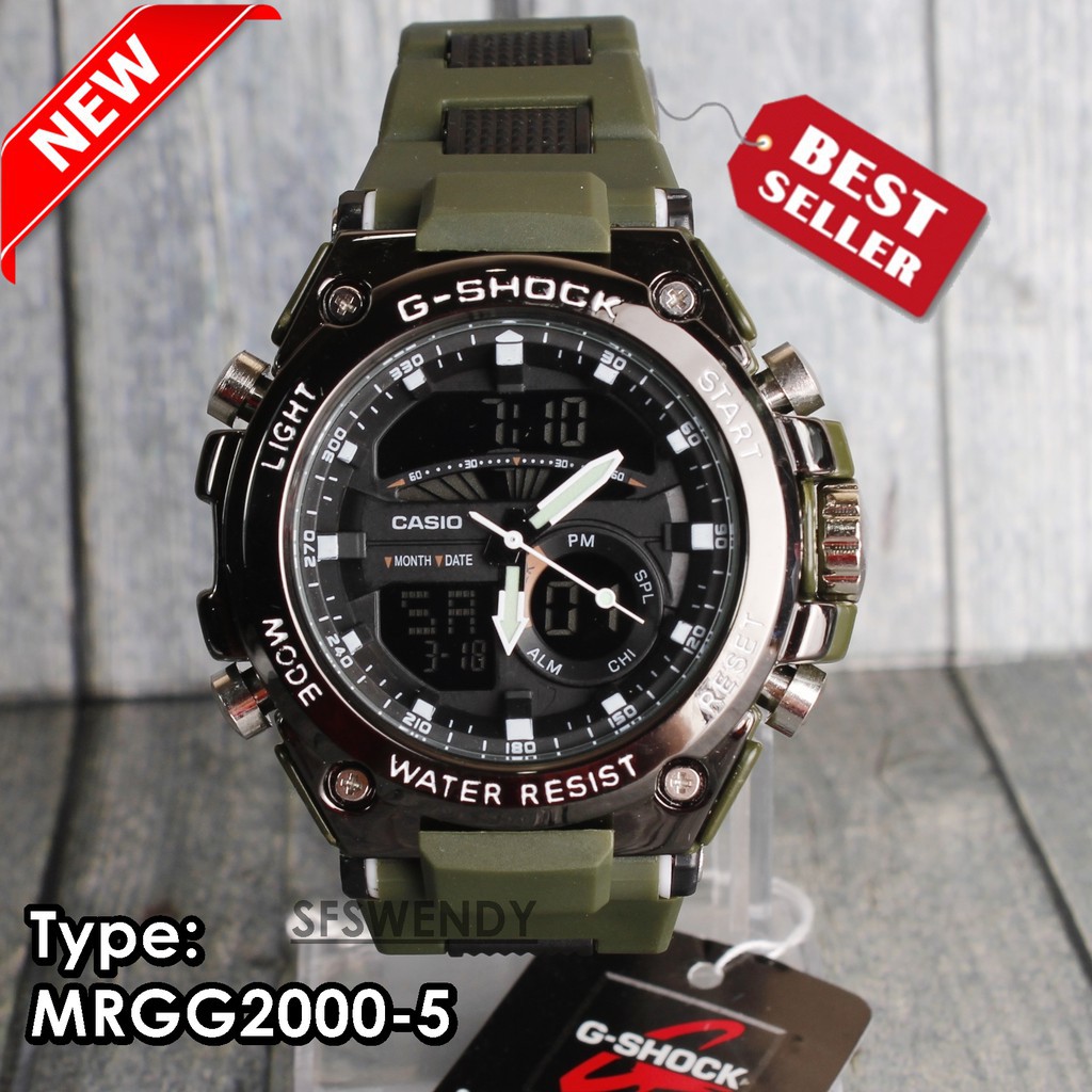 G-Shock Casio MRG-G200 Rantai Mika Hijau Green Army Jam tangan pria digital keren murah anti air