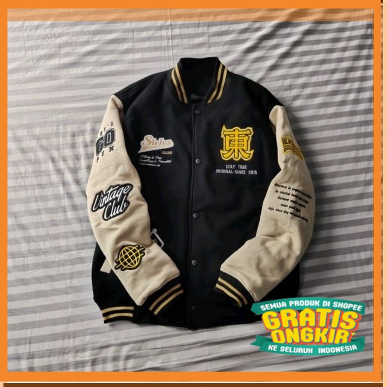Varisti jket kpop korea style / Jaket Varsity Baseball Original Full Bordir - Jaket Bomber Varsity O