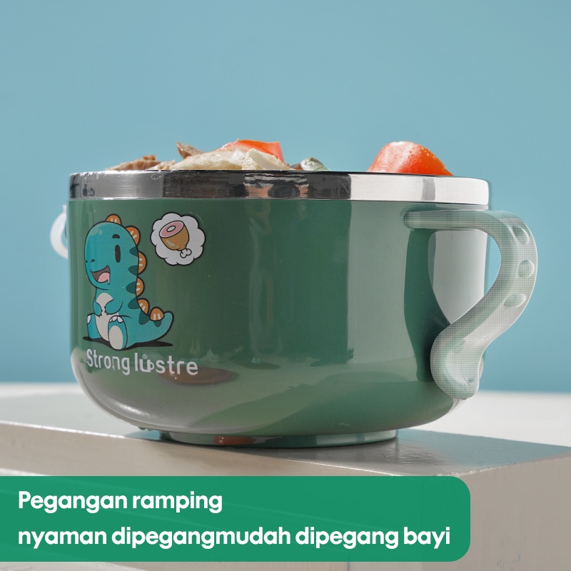 Letyeah &amp; Kaizenliving kotak mangkuk makan Bayi Anti Panas/Peralatan Makan Mangkuk Mie Stainless baby safe