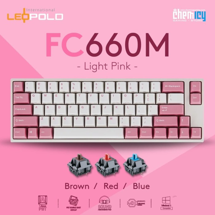 Leopold FC660M PD Light Pink Mechanical Gaming Keyboard