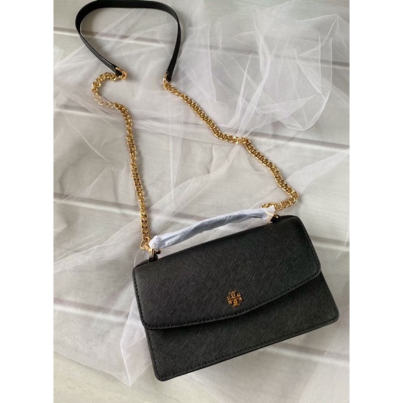 Tory burch emerson mini top handle bag Warna black