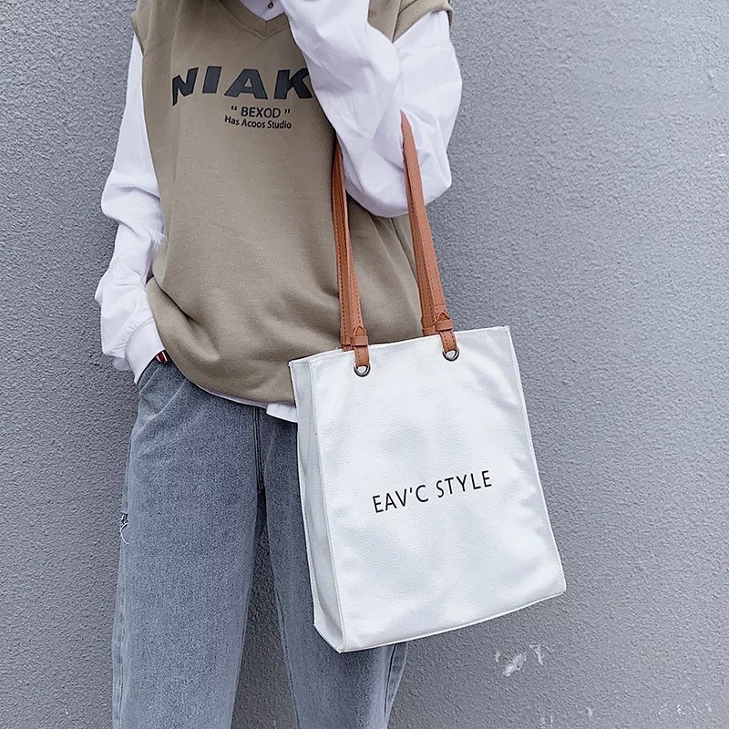 Twenty Bag - Tas Tote Bag Wanita Resleting Terbaru 2022 Aesthetic Kekinian Motif Carakter EAV'S Korea Style Multifungsi