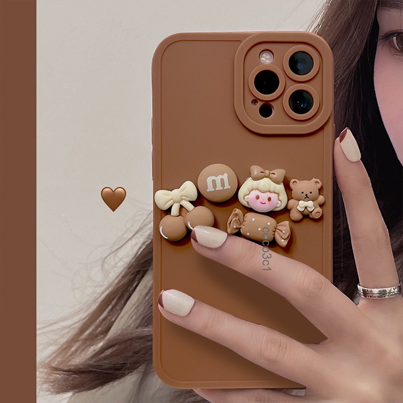 Soft case Silikon TPU Motif Princess Coklat 3D Untuk iphone 13 12 11 Pro 12pro12pro Max 7 8 Plus X XS XR