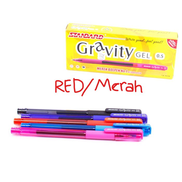 

Pulpen STANDARD GRAVITY GEL 0.5 RED Merah Satuan ORIGINAL