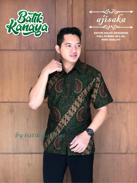 Ajisaka Kanaya Kemeja Batik Pria Eksklusif Lengan Pendek Batik Solo Berfuring
