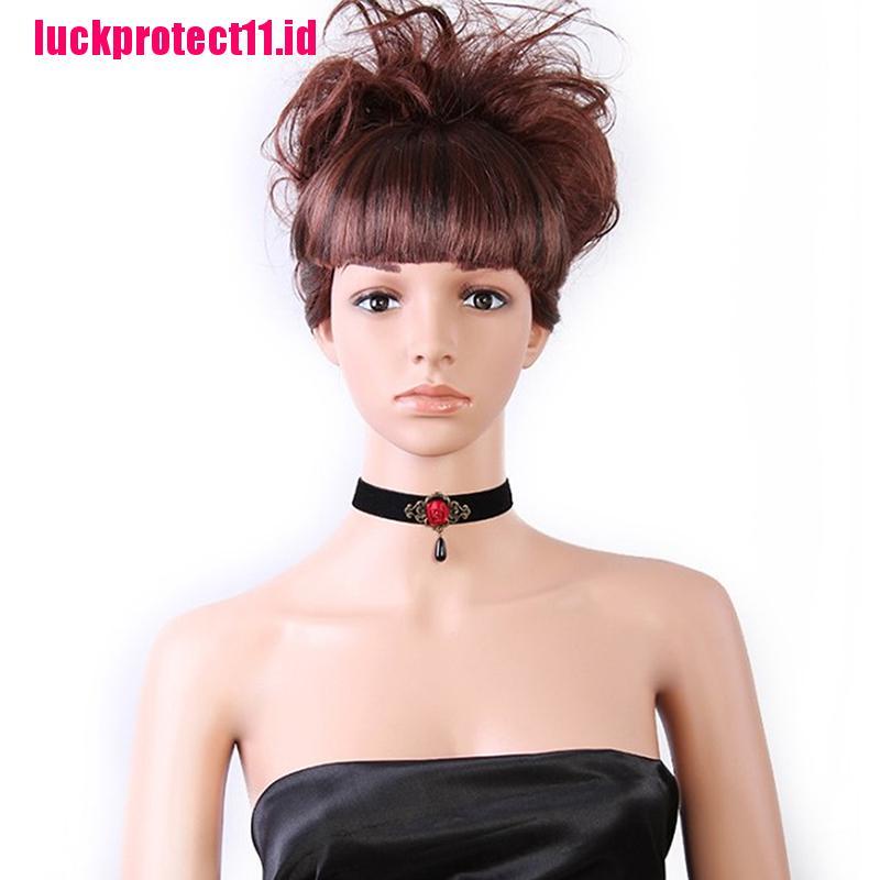 1pc Kalung Choker Desain Mawar Gaya Gothic Untuk Wanita