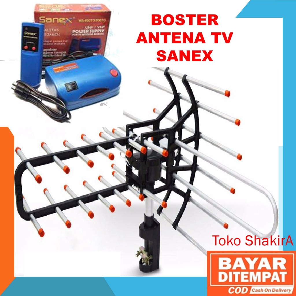 Boster Antena TV Remot Sanex indor outdor digital LED booster tv tabung