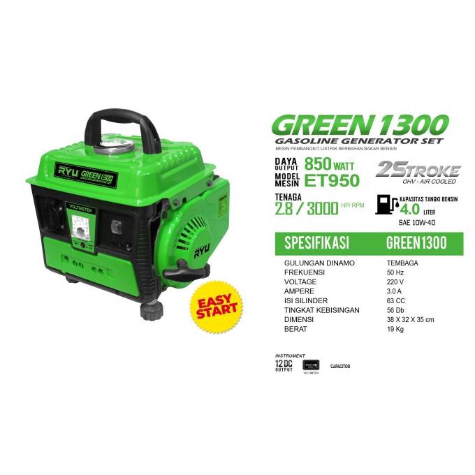 Genset 1000 Watt - Tekiro Ryu Green1300 terlaris