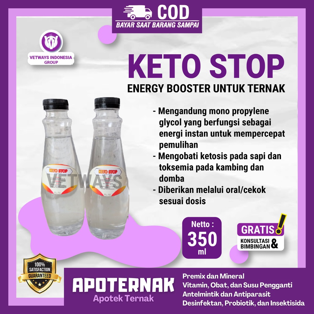 KETO STOP 350 ml | Obat KETOSIS Peningkat Energi Instan pada Ternak Sapi Ambruk | Apoternak