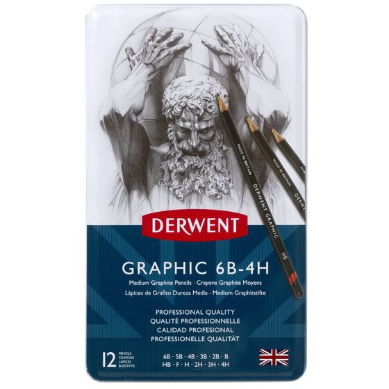 Derwent Graphic Medium Pencils 12 Tin