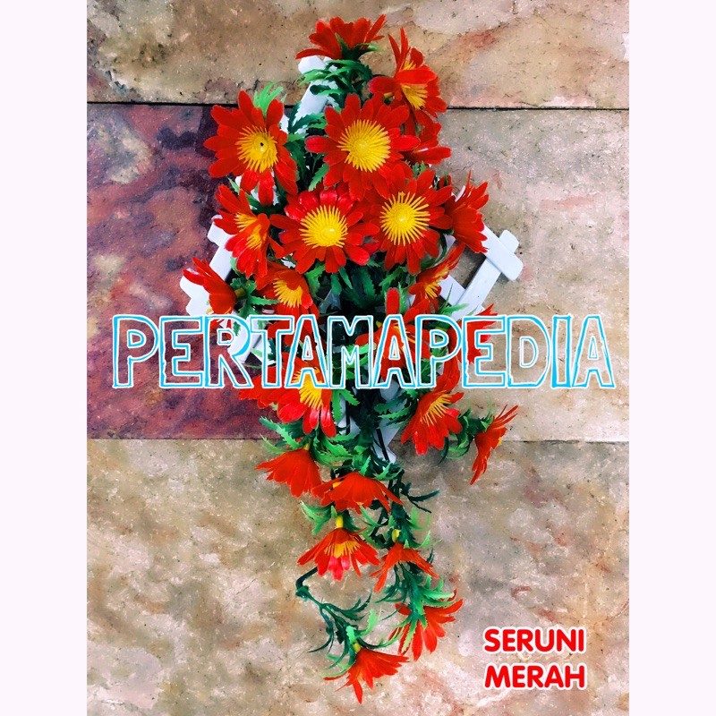 C5 Bunga SERUNI/Bunga Plastik/Rumput Plastik/Daun Rambat Plastik/Busa Bunga/Bunga Matahari Kecil-Merah