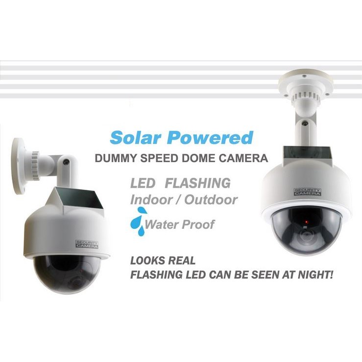 FAKE CCTV dummy camera kamera palsu outdoor putih solar power tenaga surya matahari 100% mirip asli menakuti maling pencuri begal toko kelontong mini market SPBU 24 jam Pom bensin konter hp pulsa rumah makan ruko toko kantor ruko rukan gudang sekolah kost