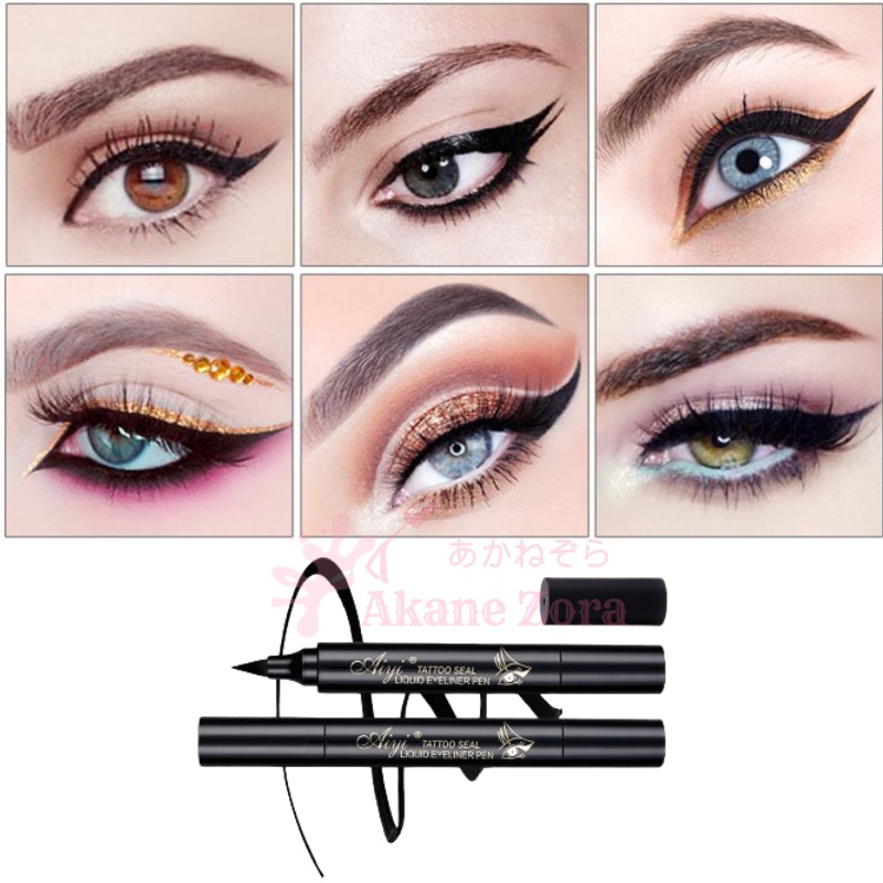 Akane Zora Eyeliner Stamp 2 In 1 Waterproof Liquid Eyeliner Pensil Waterproof Eyeliner Waterproof Make Up Eyeliner Pencil Make Over