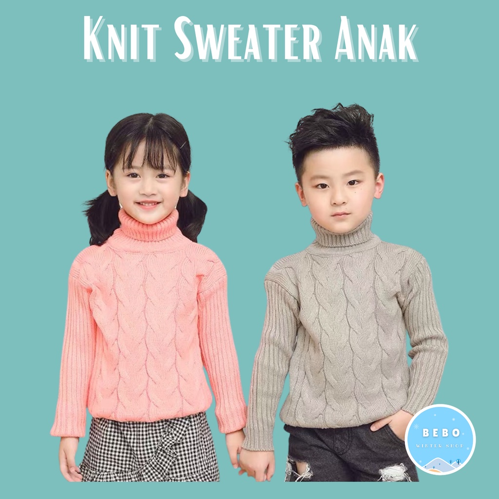 Sweater tebal rajut anak musim dinginwinter pullover turtleneck kids