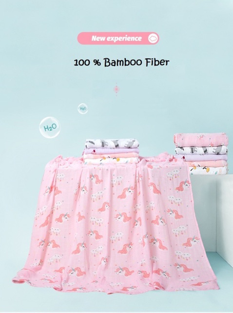 Selimut Bayi Bamboo Fiber Kain Muslin Bedong Bayi Swaddle Baby