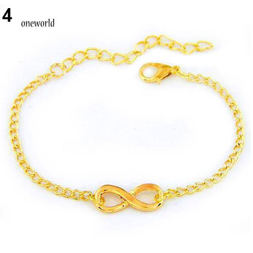 OW Gelang Rantai Liontin Simbol Infinity Bahan Metal Adjustable