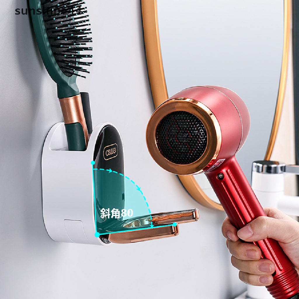 Sunshine Holder Hair Dryer Tempel Dinding Dapat Dilipat Untuk Kamar Mandi