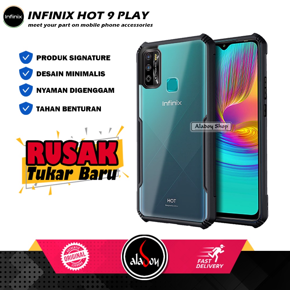 Case Infinix Hot 9 Play Armor Fusion Shockproof Transparent Premium Casing