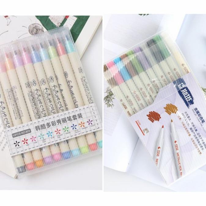 

ic] SET 10 pcs brush pen STA metallic Xiulibi futurecolor deco diy