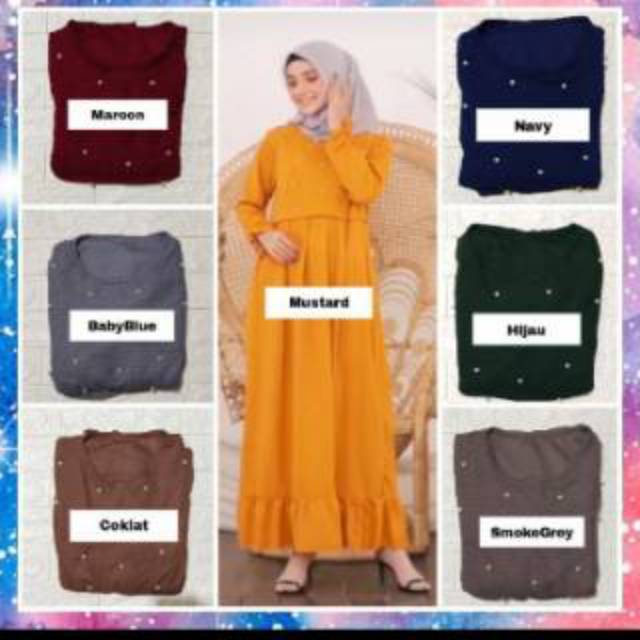 Gamis mutiara bahan Waffle fit L