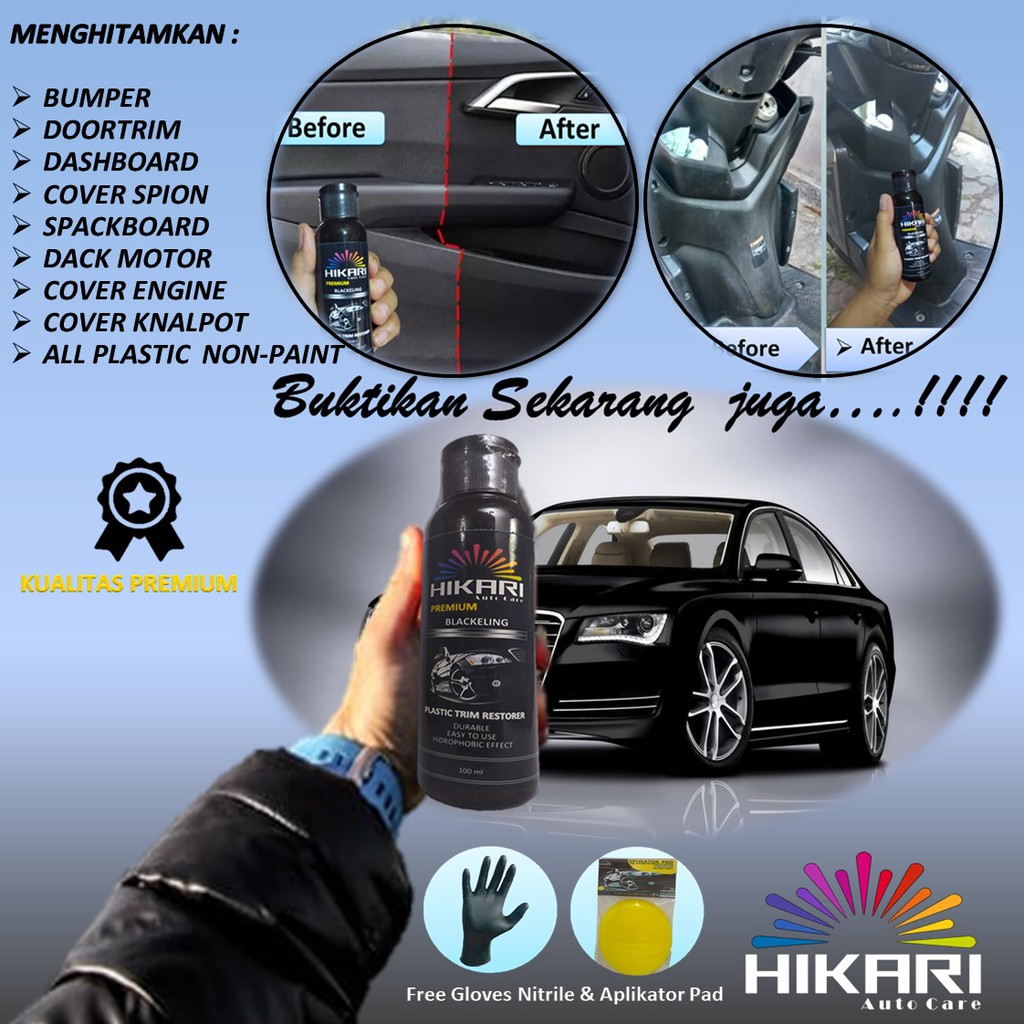 PROMO - Penghitam Body Dashboard Kasar Motor Mobil Permanen Plastic Trim Restorer Back To Black