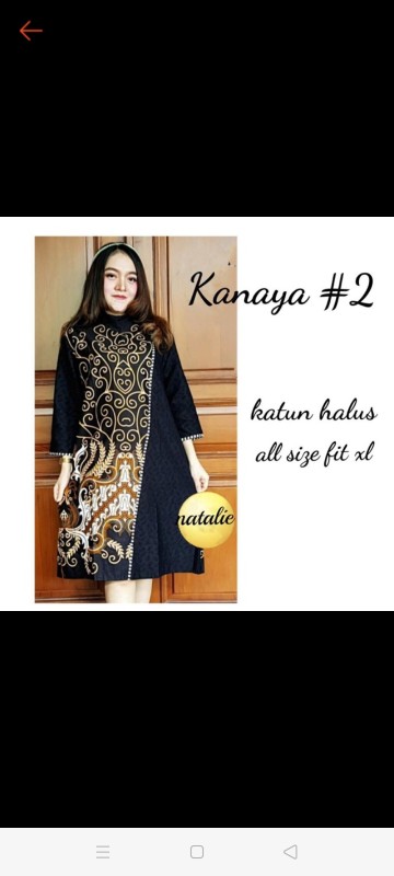 Xxl Ld 110 Kanaya 2 Tunik Batik Cewek Tunic Batik Kerja Seragam Batik Hitam Wanita Solo Katun Cantik