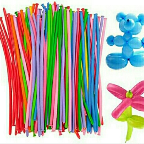 Balon Panjang Party Warna Warni Impor isi 100 pcs/ Balon Bentuk/ Balon