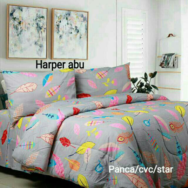 Sprei Double 160x200 And 140x200 Bahan Katun Star Cvc Lokal  Bisa Custom Ukuran  Kotak Pesan