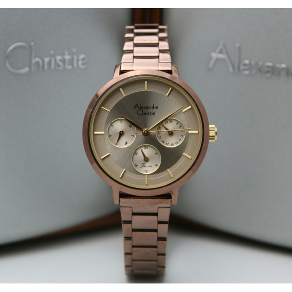 Alexandre Christie AC2871 Original Jam Tangan Wanita Coklat Gold