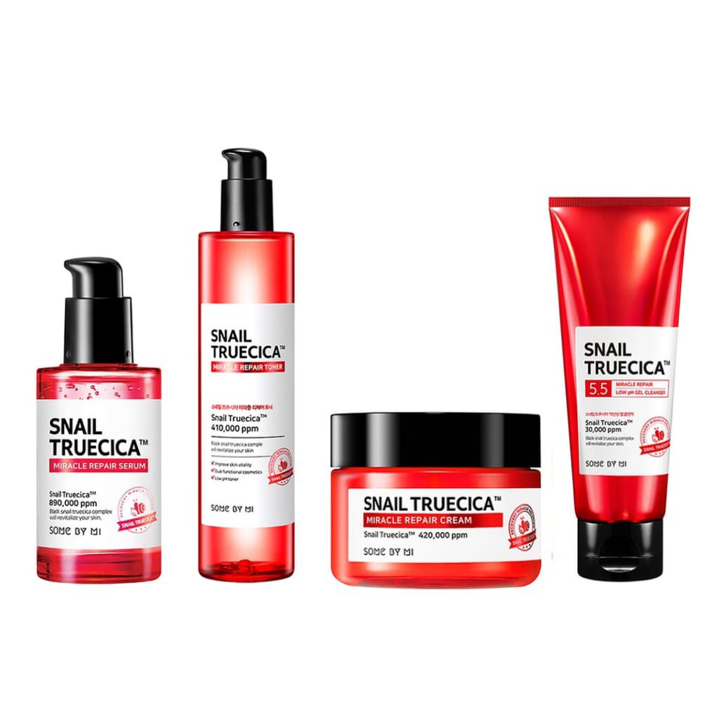 (PAKET TRUECICA) Somebymi Snail Truecica Serum 50ml Toner 135ml Cream 60gr SOME BY MI MIRACLE REPAIR